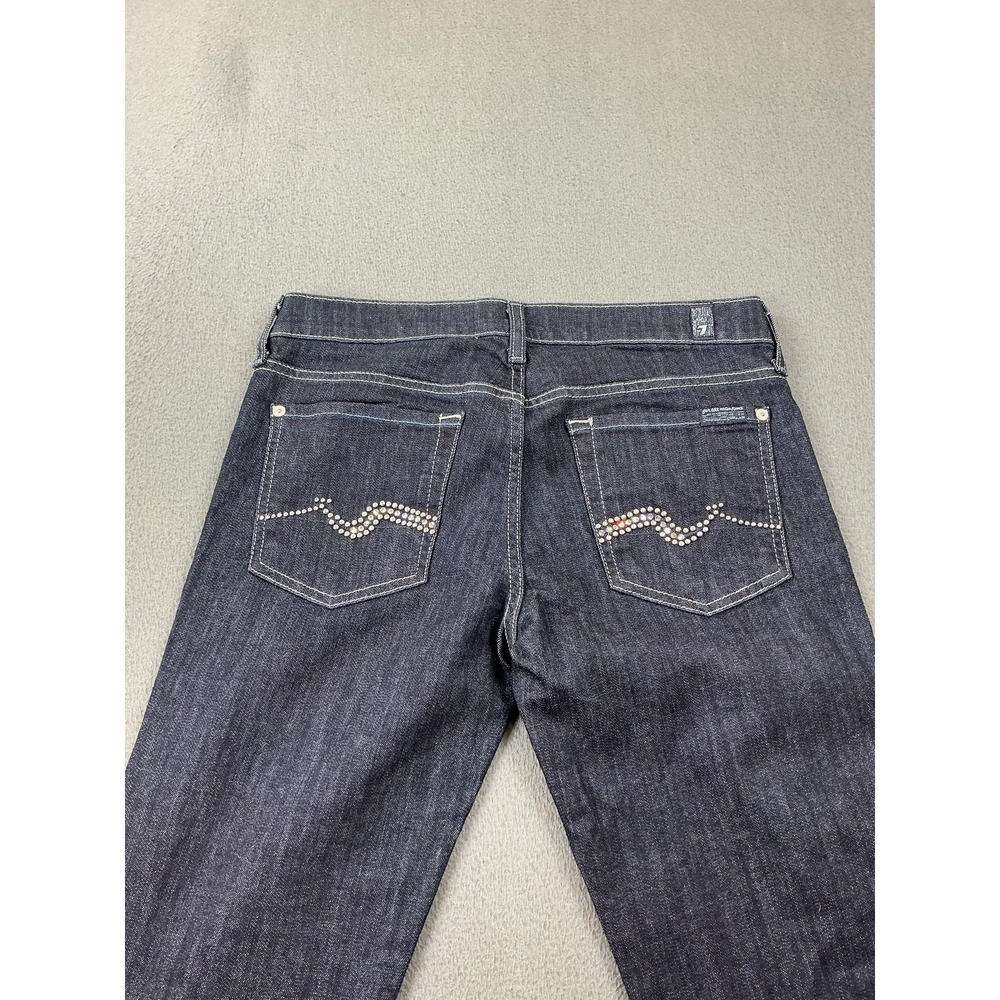 7 For All Mankind Jeans Womens 28 Blue Bootcut Slim Stretch Rhinestone Denim